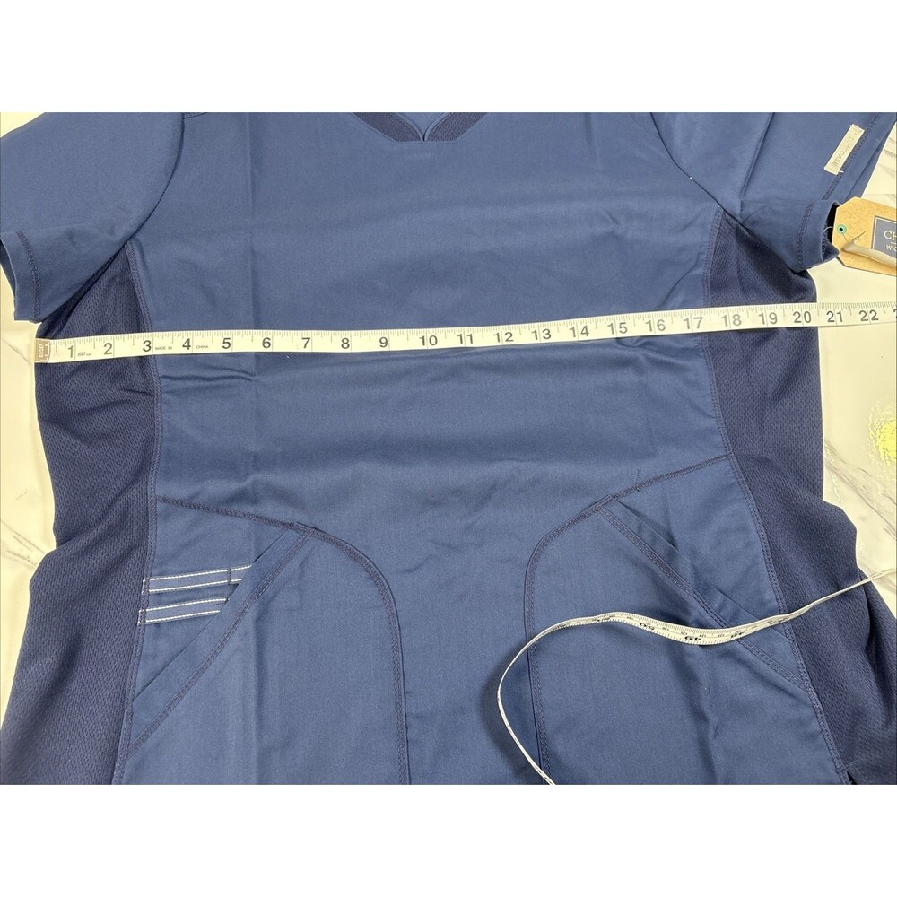 Cherokee Modern Classic Revolution V-Neck Scrub Top Navy Blue Size Medium - Picture 12 of 13